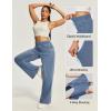 IUGA Wide Leg Jeans Woman High Waisted Pull On Baggy Jeans for Women Stretchy Trendy Womens Jean Straight Casual Denim Pants(Faded Blue Whisker)