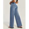 IUGA Wide Leg Jeans Woman High Waisted Pull On Baggy Jeans for Women Stretchy Trendy Womens Jean Straight Casual Denim Pants(Faded Blue Whisker)