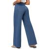 IUGA Wide Leg Jeans Woman High Waisted Pull On Baggy Jeans for Women Stretchy Trendy Womens Jean Straight Casual Denim Pants(Light Blue)