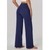 IUGA Wide Leg Yoga Pants for Women Sweatpants with Pockets Yoga Pants Flare Lounge Pants Loose High Waist Comfy Workout Dance(Dark Blue 31″inseam)