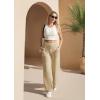 IUGA Wide Leg Yoga Pants for Women Sweatpants with Pockets Yoga Pants Flare Lounge Pants Loose High Waist Comfy Workout Dance(Khaki 31″inseam)