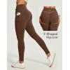 IUGA Women’s Fleece Lined Leggings Water Resistant High Waisted Thermal Leggings Winter Pants with Pockets Running Ski Hiking(Coffee Brown)