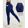 IUGA Women’s Fleece Lined Leggings Water Resistant High Waisted Thermal Leggings Winter Pants with Pockets Running Ski Hiking(Dark Blue)