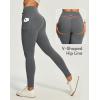 IUGA Women’s Fleece Lined Leggings Water Resistant High Waisted Thermal Leggings Winter Pants with Pockets Running Ski Hiking(Dark Grey)