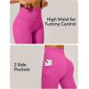 IUGA Womens Hidden Scrunch Butt Lifting Leggings Compression Gym Leggings with Pockets Booty Workout Yoga Pants Tummy Control(Hot Pink)