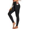 IUGA Compression Fleece Lined Leggings Women No Front Seam Thermal Leggings for Women Tummy Control High Waist Yoga Pants(Black)