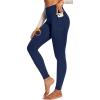IUGA Compression Fleece Lined Leggings Women No Front Seam Thermal Leggings for Women Tummy Control High Waist Yoga Pants(Dark Blue)