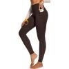 IUGA Compression Fleece Lined Leggings Women No Front Seam Thermal Leggings for Women Tummy Control High Waist Yoga Pants(Dark Coffee)
