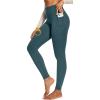 IUGA Compression Fleece Lined Leggings Women No Front Seam Thermal Leggings for Women Tummy Control High Waist Yoga Pants(Dark Green)