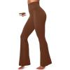 IUGA Flare Leggings for Women Tummy Control Flared Leggings No Front Seam Yoga Pants Women High Waisted Workout Bell Bottoms(Brown)
