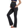 IUGA Fleece Lined Maternity Pants for Work Maternity Sweatpants Flare Leggings Pregnancy Yoga Pants Maternity Clothes(Black)