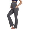 IUGA Fleece Lined Maternity Pants for Work Maternity Sweatpants Flare Leggings Pregnancy Yoga Pants Maternity Clothes(Dark Gray)