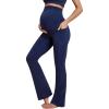 IUGA Fleece Lined Maternity Pants for Work Maternity Sweatpants Flare Leggings Pregnancy Yoga Pants Maternity Clothes(Navy Blue)