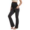 IUGA Fleece Lined Maternity Pants for Work Maternity Sweatpants Flare Leggings Pregnancy Yoga Pants Maternity Clothes(Spacedye Mattblack)