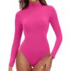 IUGA Long Sleeve Body suits Womens Mock Turtle Neck Bodysuits Women’s Fully Double Lined Basic Bodysuit Tops(Crunsh)