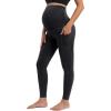 IUGA Maternity Leggings Over The Belly Buttery Soft Maternity Yoga Pants with Pockets Pregnancy Leggings for Women Activewear(Black)