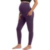 IUGA Maternity Leggings Over The Belly Buttery Soft Maternity Yoga Pants with Pockets Pregnancy Leggings for Women Activewear(Purple)