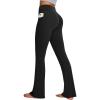 IUGA Mini Flare Leggings for Women Tummy Control Hidden Scrunch Butt Flared Yoga Pants with Pockets No Front Seam Workout(Black)