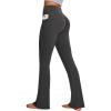 IUGA Mini Flare Leggings for Women Tummy Control Hidden Scrunch Butt Flared Yoga Pants with Pockets No Front Seam Workout(Grey)