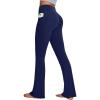 IUGA Mini Flare Leggings for Women Tummy Control Hidden Scrunch Butt Flared Yoga Pants with Pockets No Front Seam Workout(Navy)