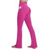 IUGA Mini Flare Leggings for Women Tummy Control Hidden Scrunch Butt Flared Yoga Pants with Pockets No Front Seam Workout(Rose Red)