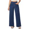 IUGA Wide Leg Jeans Woman High Waisted Pull On Baggy Jeans for Women Stretchy Trendy Womens Jean Straight Casual Denim Pants(Dark Blue)