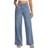 IUGA Wide Leg Jeans Woman High Waisted Pull On Baggy Jeans for Women Stretchy Trendy Womens Jean Straight Casual Denim Pants(Faded Blue Whisker)