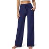 IUGA Wide Leg Yoga Pants for Women Sweatpants with Pockets Yoga Pants Flare Lounge Pants Loose High Waist Comfy Workout Dance(Dark Blue 31″inseam)