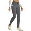 IUGA Women’s Fleece Lined Leggings Water Resistant High Waisted Thermal Leggings Winter Pants with Pockets Running Ski Hiking(Dark Grey)