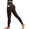 IUGA Womens Hidden Scrunch Butt Lifting Leggings Compression Gym Leggings with Pockets Booty Workout Yoga Pants Tummy Control(Dark Coffee)
