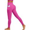 IUGA Womens Hidden Scrunch Butt Lifting Leggings Compression Gym Leggings with Pockets Booty Workout Yoga Pants Tummy Control(Hot Pink)