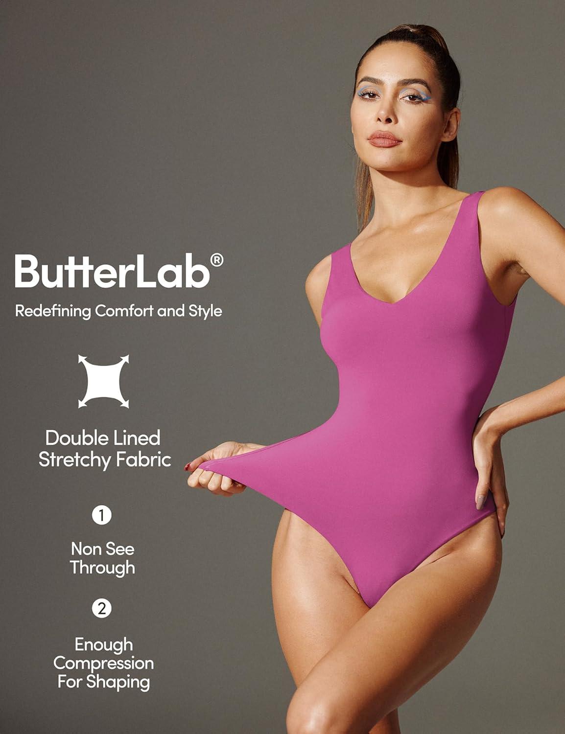imageIUGA Bodysuits for Women Tummy Control V Neck Backless Bodysuit Tops Sleeveless Tank Top Body Suits for WomenViolet Red