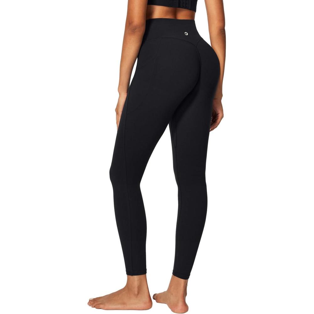 imageIUGA Invisible Scrunch Butt Lifting Leggings for Women No Front Seam Gym Leggings with Pockets Yoga Pants Tummy ControlBlack