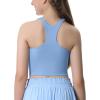 Girls Tank Tops Double Lined Crop Tops for Kids High Crew Neck Racerback Basic Sleeveless Dance Top for Girls(Aqua)