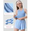 Girls Tank Tops Double Lined Crop Tops for Kids High Crew Neck Racerback Basic Sleeveless Dance Top for Girls(Aqua)