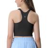 Girls Tank Tops Double Lined Crop Tops for Kids High Crew Neck Racerback Basic Sleeveless Dance Top for Girls(Black)