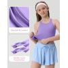 Girls Tank Tops Double Lined Crop Tops for Kids High Crew Neck Racerback Basic Sleeveless Dance Top for Girls(Lavender)