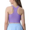 Girls Tank Tops Double Lined Crop Tops for Kids High Crew Neck Racerback Basic Sleeveless Dance Top for Girls(Lavender)