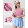 Girls Tank Tops Double Lined Crop Tops for Kids High Crew Neck Racerback Basic Sleeveless Dance Top for Girls(Pink)