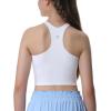 Girls Tank Tops Double Lined Crop Tops for Kids High Crew Neck Racerback Basic Sleeveless Dance Top for Girls(White)
