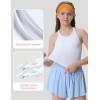 Girls Tank Tops Double Lined Crop Tops for Kids High Crew Neck Racerback Basic Sleeveless Dance Top for Girls(White)