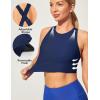 IUGA Bikini Tops for Women Adjustable Cross Back Swim Top Quick Dry Bathing Suit Tops High Neck Swim Bra UPF 50+(Navy Blue)