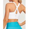 IUGA Bikini Tops for Women Adjustable Cross Back Swim Top Quick Dry Bathing Suit Tops High Neck Swim Bra UPF 50+(White)
