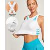 IUGA Bikini Tops for Women Adjustable Cross Back Swim Top Quick Dry Bathing Suit Tops High Neck Swim Bra UPF 50+(White)