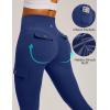 IUGA Butt Lifting Leggings for Women High Waisted Workout Cargo Leggings with Pockets Gym Yoga Pants Tummy Control(Navy Blue)