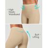 IUGA Capri Leggings for Women with Pockets Women’s High Waisted Knee Length Capris Compression Yoga Pants Workout Leggings(Khaki)