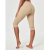 IUGA Capri Leggings for Women with Pockets Women’s High Waisted Knee Length Capris Compression Yoga Pants Workout Leggings(Khaki)