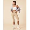 IUGA Capri Leggings for Women with Pockets Women’s High Waisted Knee Length Capris Compression Yoga Pants Workout Leggings(Khaki)