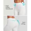 IUGA Capri Leggings for Women with Pockets Women’s High Waisted Knee Length Capris Compression Yoga Pants Workout Leggings(White)