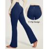 IUGA Fleece Lined Pants Women Thermal Flare Leggings Winter Warm Bootcut Workout Yoga Pants Women with Pockets High Waisted(Navy)